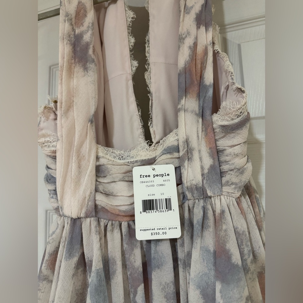 Free People Ivory Tower Maxi Dress Halter Lace Tiered Gown Size 10 MSRP $350 FP - Picture 7 of 9